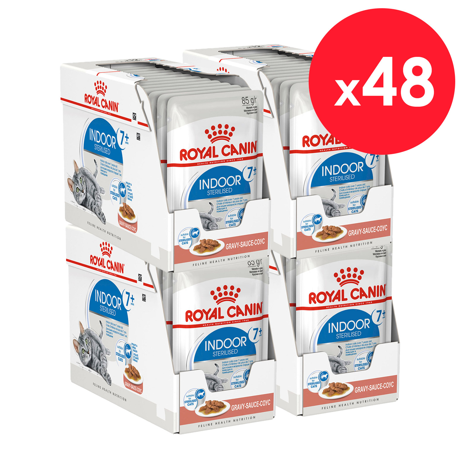 Royal Canin Indoor Sterilised Mature Senior 7+ In Gravy Pouches Wet Cat ...