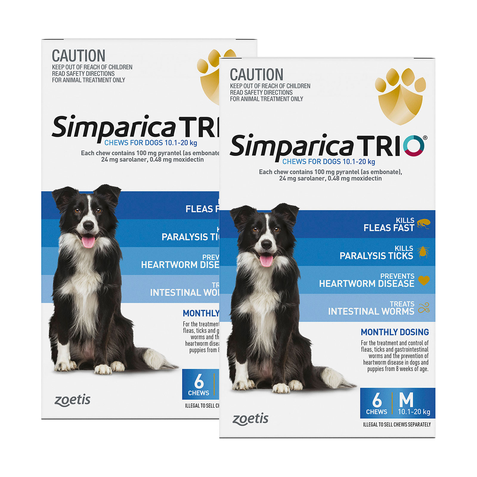 Simparica TRIO For Dogs 10 1 20kg Blue Medium 12 Chews 168 79 Simparica TRIO For Dogs 10 1 20kg Blue Medium 12 Chews 168 79